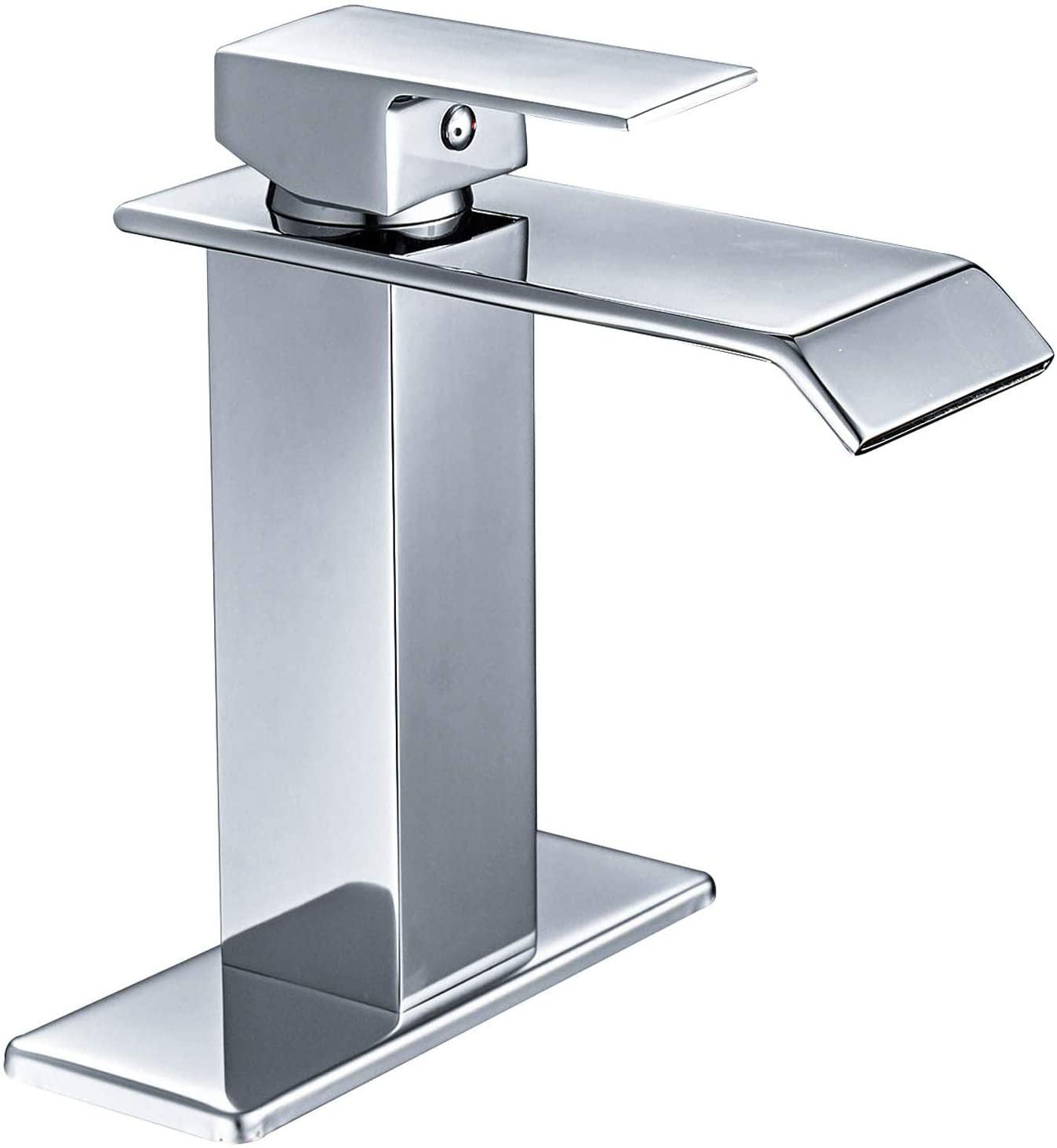 2 PCS Bathroom Faucet Waterfall Spout Wall Mounted Single Handle Basin Mixer Tap 