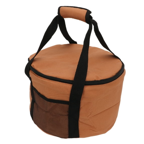 Gupbes Camping Tableware Storage Bag 13.7L Large Capacity Soft Lining Waterproof Round Picnic Storage Bag For Outdoor BBQ,Round Picnic Storage Bag,Barbecue Canvas Storage Pouch