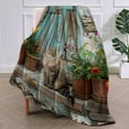 thumbnail image 3 of Rustic Cat Blanket Gifts for Women, Country Cottage Flannel Blanket, Soft Warm Lightweight Throw Blankets for Bed Couch Home Travel Cat Decor 50" x 60", 3 of 6