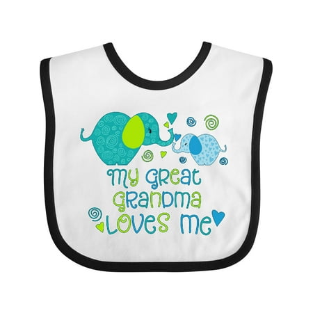 

Inktastic My Great Grandma Loves Me- Cute Elephants Gift Baby Boy or Baby Girl Bib