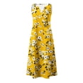 thumbnail image 5 of VBVC Women's Floral V-Neck Maxi Dress,Sleeveless Button Detail Flowy Dress For Women,Ladies Summer A-Line Beach Boho Sundress with Pockets,Yellow,S-5XL, 5 of 6