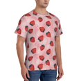 thumbnail image 4 of Yiaed Strawberries Print Mens Short Sleeve Tight Fit T-Shirt, Crewneck Casual Tee-Small, 4 of 5