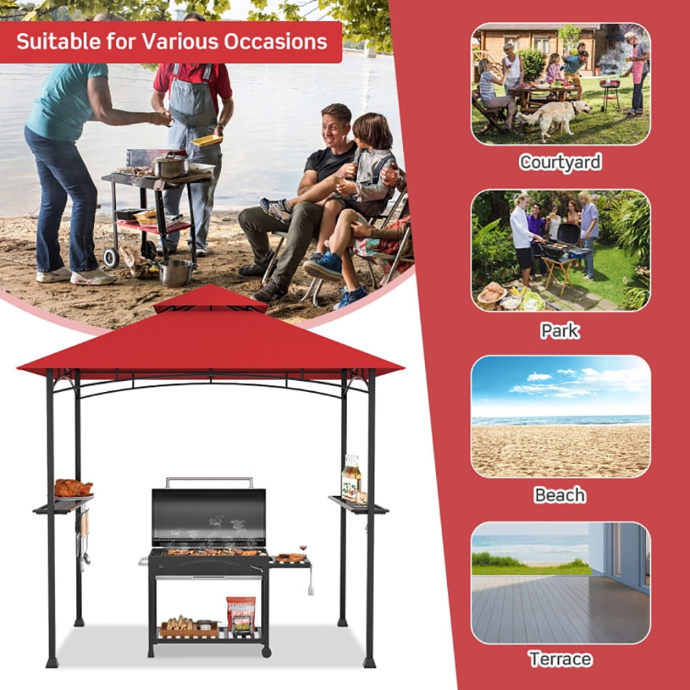 Aimee Lii 8 x 5 Feet Outdoor Barbecue Grill Gazebo Canopy Tent BBQ Shelter, Backyard Canopy Gazebo for Party Wedding, Red Aimee Lii 8 x 5 Feet Outdoor Barbecue Grill Gazebo Canopy Tent BBQ Shelter, Backyard Canopy Gazebo for Party Wedding, Red