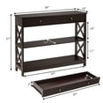 thumbnail image 3 of Costway 3-Tier Console Table X-Design Sofa Entryway Table with Drawer & Shelves Espresso, 3 of 12
