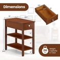 thumbnail image 5 of Demi Bonn 3-Tier Narrow End Table, Pull-Out Drawer, Solid Rubber Wood Legs, Brown, 5 of 7
