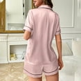 thumbnail image 5 of Horkkom Silk Short Pajama Set for Women Short Sleeve Tops Elastic Waist Shorts Silk Pajamas Summer Lightweight Cool Satin Pjs with Pocket Pink M, 5 of 6
