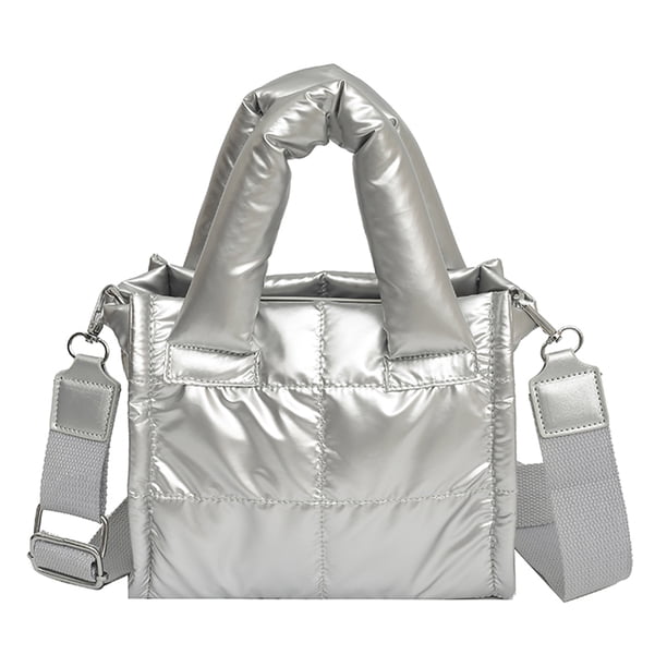 Bolso Hombro Acolchado para Mujer Mano Hobo Elegante (plateado)
