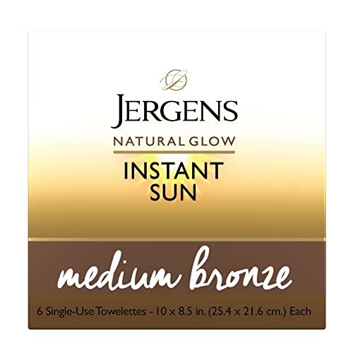 Jergens Natural Glow Instant Sun Sunless Tanning Towelettes, SingleUse Self Tanner Wipes for