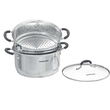 Sunhouse 3.3 Quart Stainless Steel Steamer Pot with Glass Lid