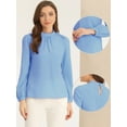 thumbnail image 2 of DARING DIVA Women's Work Office Mock Neck Long Sleeve Blouse L Blue, 2 of 6
