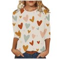thumbnail image 2 of Qertyioot Cadeau de Saint-Valentin pour Femmes, Imprimé Décontracté, Manches Longues, Col Rond, 2 of 5