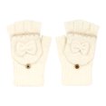 thumbnail image 2 of DHFJKG Womens Winter Knitted Fingerless Gloves Thermal Insulation Warm Convertible Mittens Flap Cover With Bow Appliques Versatile Mitten, 2 of 3