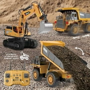 Remote Control Dump Truck Toys,13 Channel 4WD RC Construction Toy Vehicles with Sounds & Lights, 2 Batteries,Christmas Birthday Gifts for Boys Kids Age 3+
