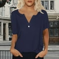 thumbnail image 6 of Bovemsi Women's Short Sleeved T Shirt V Neck Top Fashionable Casual Short Sleeved Shirt, Blue Women's Summer Short Sleeve T-Shirts, M, 6 of 8