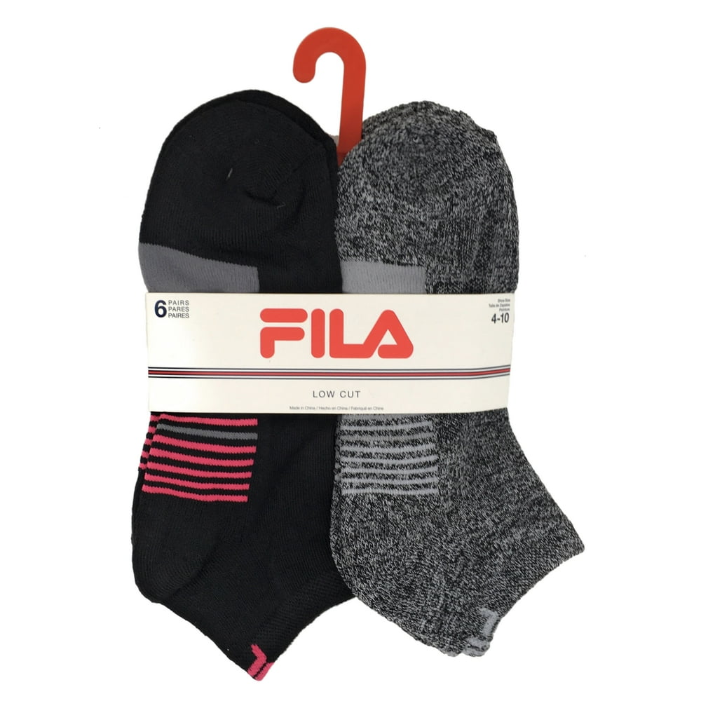 FILA - Fila Women's Low Cut Socks - 6-Pack - 3 Black and 3 Heather ...