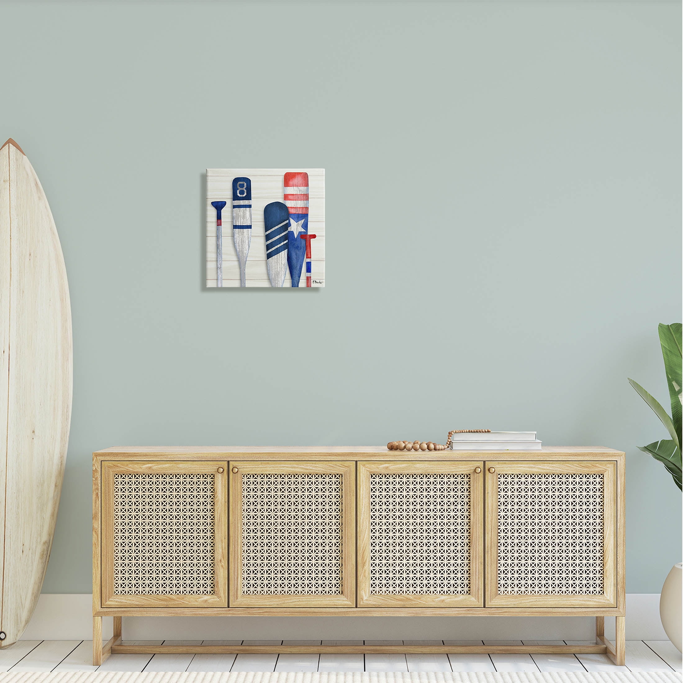 Stupell Industries Port Oars Rustic Americana Patterns Graphic Art Gallery Wrapped Canvas Print Wall Art, Design by Paul Brent