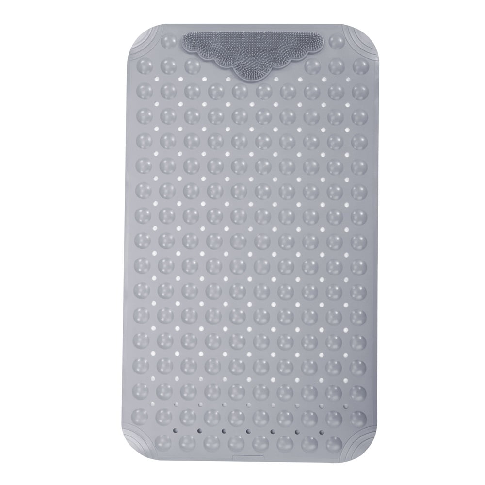 SAYFUT Bathtub and Shower Mats, Extra Long Machine Washable Non-Slip Bath Mat for Bathroom (27.5'' x 15.7''), Gray