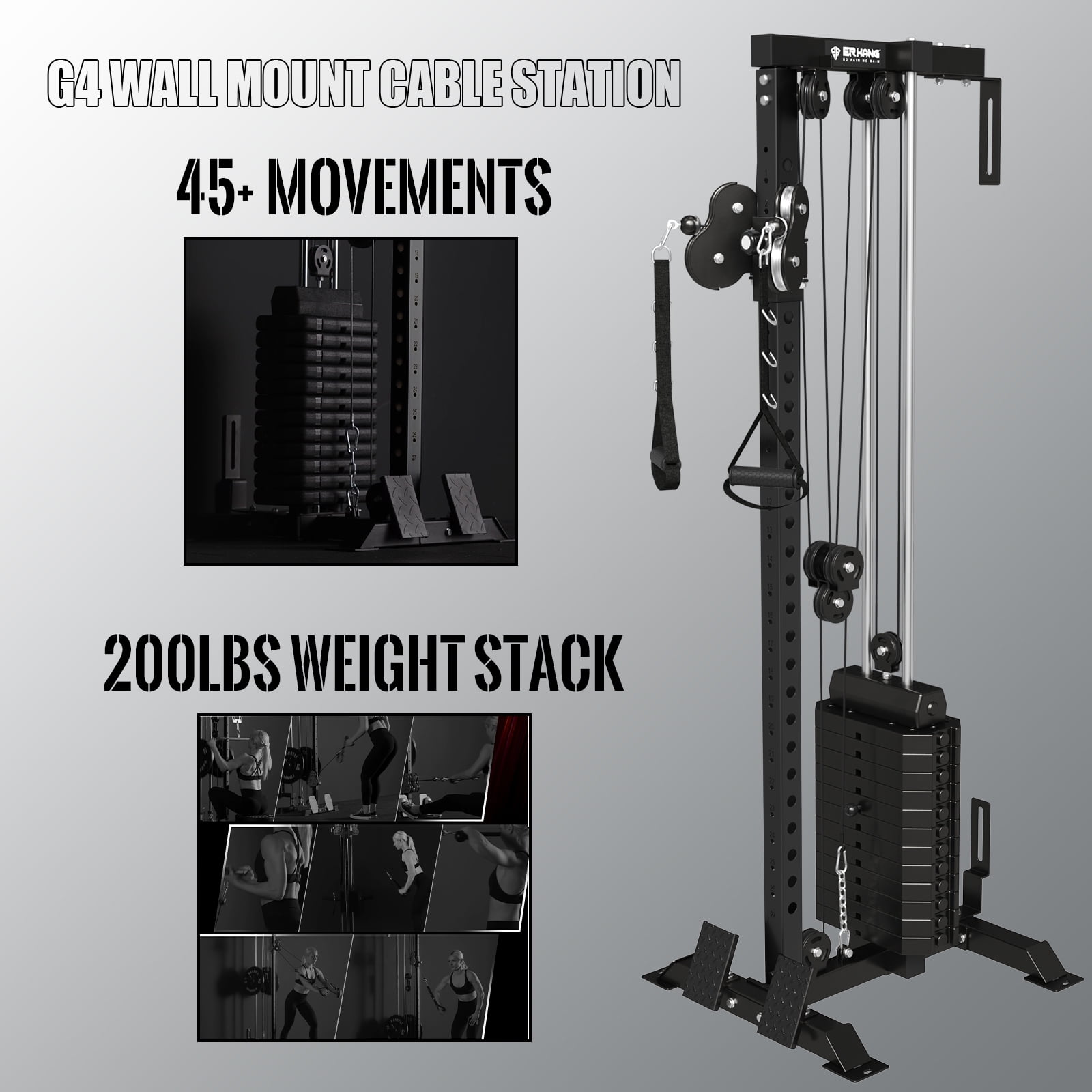 Mikolo Home Gym Equipment Wall Mount Cable Crossover with 200LBS Weight Stack Walmart