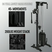 Mikolo Wall Mount Cable Machine Tower with 200LBS Weight Stack,27 Positions Adjustable Dual Pulleys Cable Crossover Machine For Home Gym