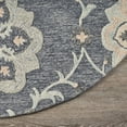 thumbnail image 6 of LR Home Aiden 7'3" Round Dark Gray/Blue Floral Wool Indoor Area Rug, 6 of 8