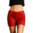 thumbnail image 2 of Neewe Women's Carnival Daily Glitter Elastic Waistband Slim Low-Waist Shorts-Red L, 2 of 6