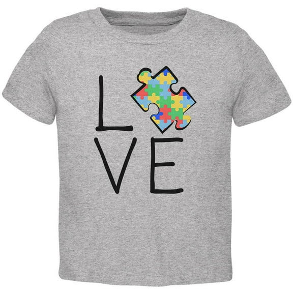 Autism Awareness Love Puzzle Piece Toddler T Shirt Heather 3T