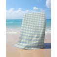 thumbnail image 4 of Blue Green Beach Towels Oversized Super Absorbent, Grid Checkered Plaid Gingham Lattice Trellis Lightweight Bath Towel Quick Dry Sets For Bathroom/Pool/Rv Camping/Beach Play/Gym Room/Picnic 30"x60", 4 of 8