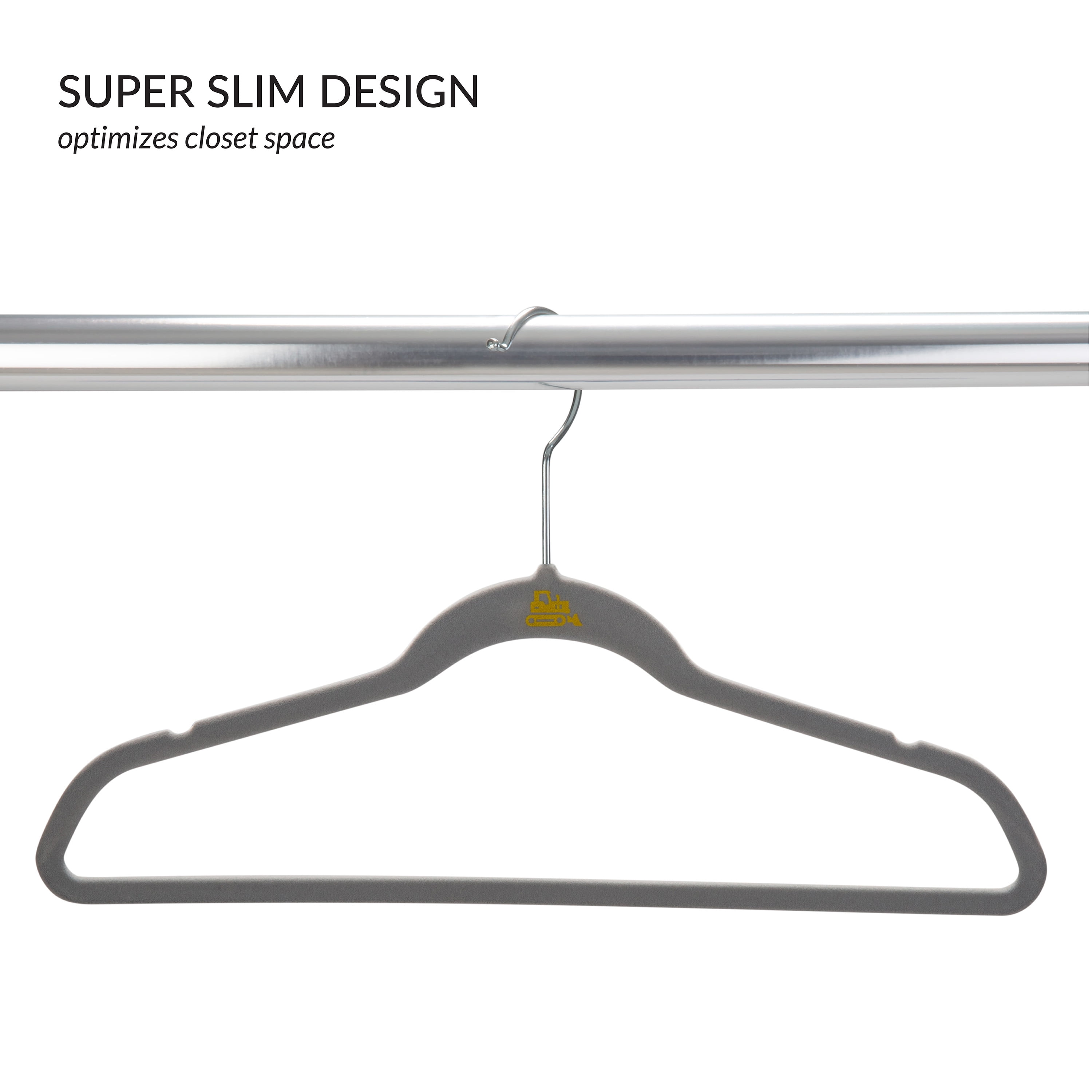 Simplify Kids Velvet Shirt Hangers, 25 Pack, Gray
