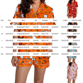 thumbnail image 3 of Women Halloween 2 Piece Pajama Sets, Button Down Short Sleeve Sleepwear, Ghost Pumpkin Print Shirts and Shorts, 3 of 4