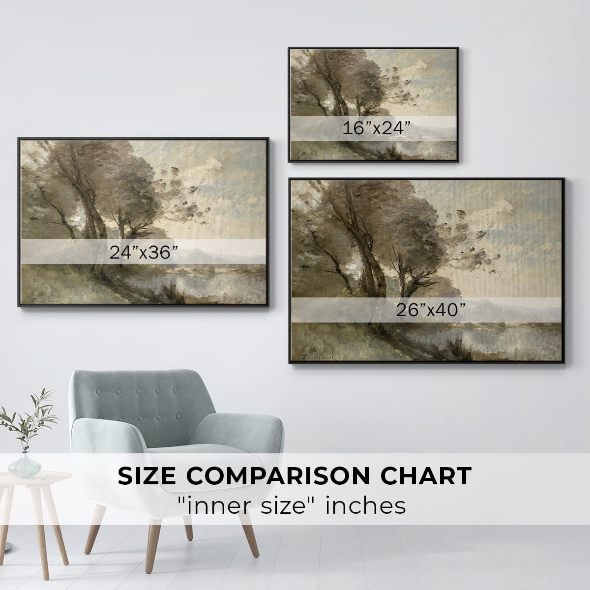 Vintage Landscape-MXVIII By Wexford Home Framed in Black Wood Gallery Wrapped Canvas 27 in. x 41 in.