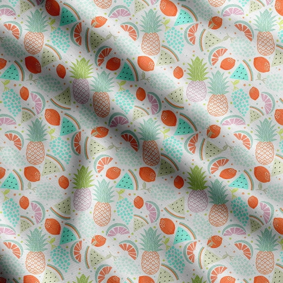 Soimoi Watercolor Fruit Print,Cotton Poplin, Sewing Fabric Sold by The Yard 42 Inch Wide,Sewing Craft Quilting/Quilt Making Fabric, Light Blue