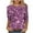 #331-Purple, variant on Wowcloth Woman's Printed Pullover Top, Three-Quarter Sleeves with Round Neck, Casual Fashionable Blouse for Daily Wear and Casual Wears