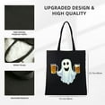thumbnail image 3 of RUIYC Canvas Tote Bag for Women, Large Capacity Shoulder Bag, Camping and Cute Ghost Halloween Funny Drinking Beer 14.1x15.7in, 3 of 6