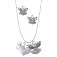 thumbnail image 1 of Delight Jewelry Silvertone Nurse's Prayer Heart - Lord Guide Silver tone Guardian Angel Charm Necklace and Stud Earrings, 1 of 4