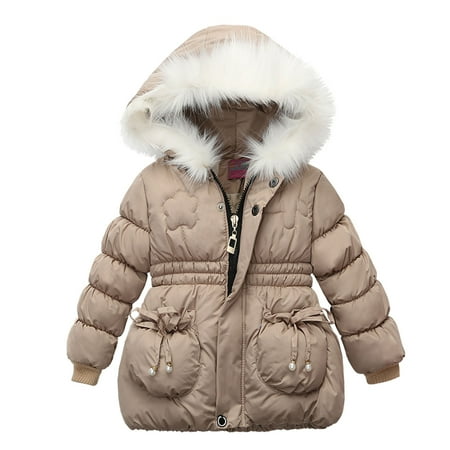 

QIPOPIQ Coats for Girls Clearance Children Kids Girls Winter Windproof Coat Hooded Coats Jacket Zip Thick Warm Snow Hoodie Outwear
