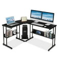 thumbnail image 3 of Hommpa Coffee Table 58" L Shaped Computer Desk with 2-Tier Shelf Home Gaming Desk Modern Office Writing Desks Work Corner Study Desk for Bedroom Living Room Space-Saving, Easy to Assemble, 3 of 10