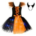 thumbnail image 1 of LUOGENLI Robe Robe Fillette Tout-Petit Robe Led Sans Manches Princesse Robe Tutu en Maille Robe de Fête pour Filles Tendance Printemps Orange 7-8 Ans, 1 of 3