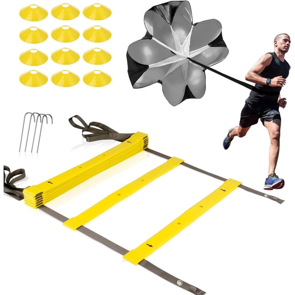 Agility Ladder Speed Ladder with TPE 4M 8-Rung with 12 Cones and 4 Stakes,Unisex's Premium Adjustable Speed