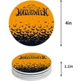 thumbnail image 1 of FMSHPON Happy Halloween Bat on Orange Set of 8 Round Coaster for Drinks, Absorbent Ceramic Stone Coasters Cup Mat with Cork Base for Home Kitchen Room Coffee Table Bar Decor, 1 of 6