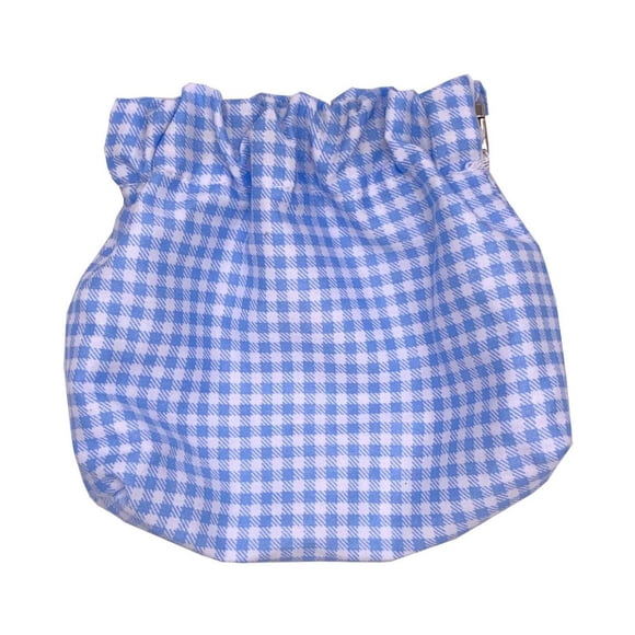 Japanese Girl Cotton And Linen Plaid Change Coin Storage Bag Short Card Bag Cotton And Linen Fabric Art