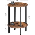 thumbnail image 3 of Side Table Set of 2, 2-Tier Round End Table, Small Nightstand with Sturdy Metal Tube, Industrial Coffee Table, for Living Room, Bedroom, Rustic Brown and Black, 3 of 12