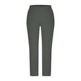 thumbnail image 5 of Women's Cotton Blend Soft Solid Casual Pants, Elastic Waist With Functional Pockets, Drawstring, Tummy Control, Ankle Length Athletic Wide Leg, For Yoga, Lounge, | TruBelle,Dark Gray L, 5 of 9