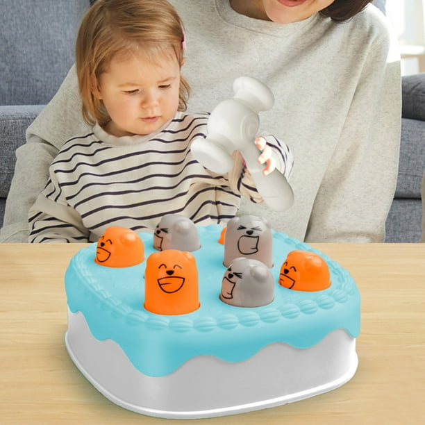 Entrenamiento de coordinación mano-ojo Juguete de juego con forma de pastel | Diseño interactivo estilo Whac-A-Mole | Rompecabezas educativo colorido | Velocidad de desarrollo | Incluye martillo de