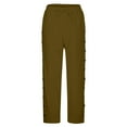 thumbnail image 5 of HNMKIU Pants for Women Solid Color Elastic Waist Loose Fit Side Button Decoration Versatile Ankle Length Casual Comfortable Womens Trousers Khaki2,XXL, 5 of 5