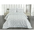 thumbnail image 2 of Ambesonne Bird Print Quilted Coverlet 2 Pcs, Soft Pattern of Cranes, Twin Size, Off White and Pale Blue, 2 of 4