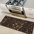 thumbnail image 2 of Ottomanson Leaf Bathroom Runner Rug 20" x 59" - Non Slip Low Pile Carpet, Brown, 2 of 13