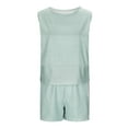 thumbnail image 5 of Women's Summer 2 Piece Outfits Sleeveless Tank Top Matching Shorts Sets Cotton Striped Sweatsuits Vacation Beach 2025, Limited Time Under 10 Dollars ###, 5 of 6