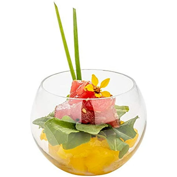 4 Ounce Clear Plastic Bowls, 100 Round Small Plastic Cups Recyclable