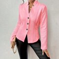 thumbnail image 5 of Women's Textured Single Breasted Blazer, Embossed Pattern Work Jacket, Notch Lapel Office Blazer, Stretch Comfort Fit, Business Casual Blazer, Professional Work Wear, Slim Fit Suit Jacket Pink, 5 of 9