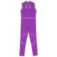 thumbnail image 4 of dPois Girls Rhinestone Gymnastics Leotards Ballerina Dance Costume Mock Neck Key Hole Back Figure Purple 6, 4 of 5